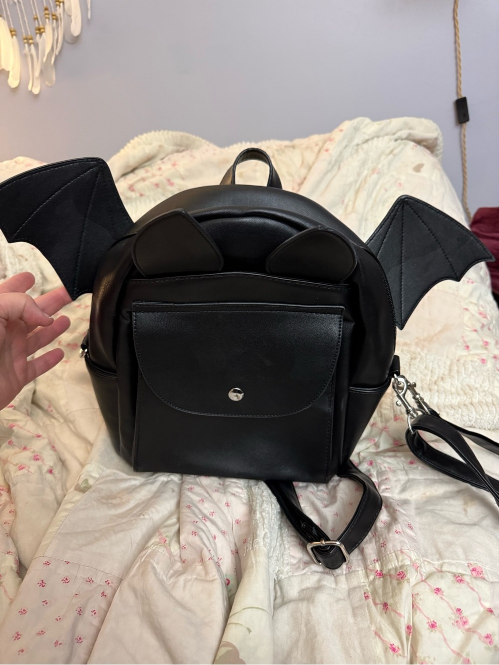 Black Bat Wing Mini Backpack - Trendy Women’s Bag